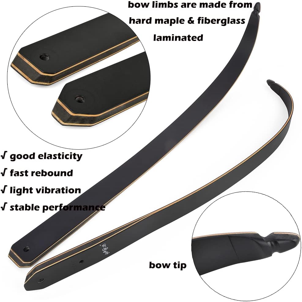 60 Inch Archery Takedown Recurve Bow F171A for Adults/Youth 30-60Lbs American Hunting Bow Magnesium Alloy Metal  Right Handed