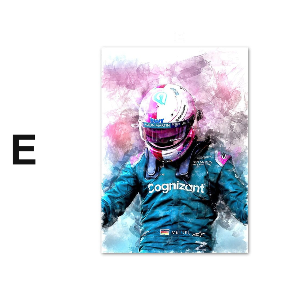 Poster Formel 1 Rennwagen Rennfahrer Aquarell · Deko Print ohne Rahmen