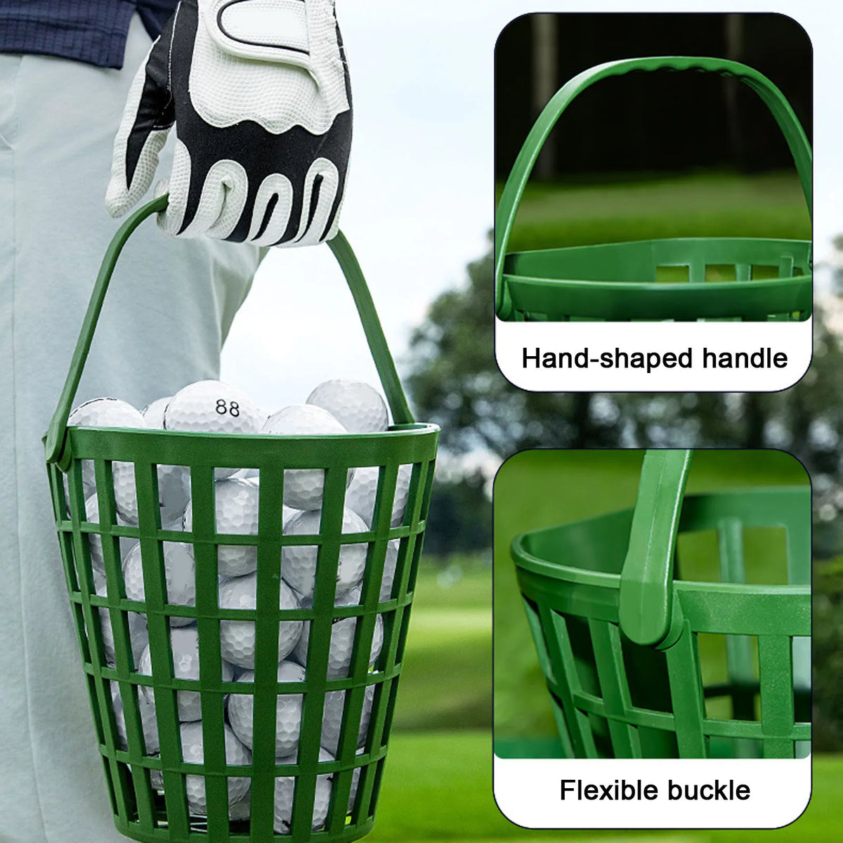 Golf Ball Basket Ball Bucket Stable Carry Bucket Anti Rolling Practical with Handle for Practice Course Driving Range Court