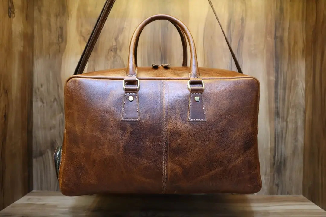 Manufacturer Leather Luggage Shoulder Bag Men Overnight Travel Gym Leather Bag Men Duffel Handbag