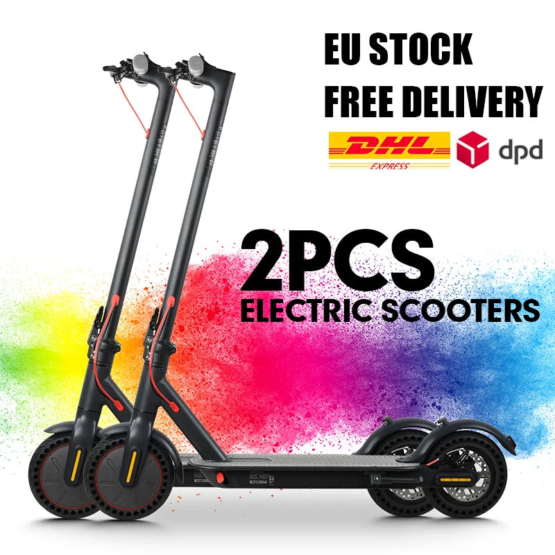 1/2Pcs 350W Electric Scooter For Adult & Teen, 30km Max Range, 30km/h Max Speed, APP Control, E Brake + Disc Brake, LED Light