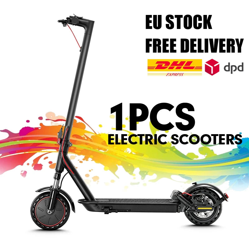 1/2Pcs 350W Electric Scooter For Adult & Teen, 30km Max Range, 30km/h Max Speed, APP Control, E Brake + Disc Brake, LED Light