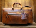 Vintage Design Durable Suitcase Real Leather Travel Luggage Bag Genuine Cow Leather Travel Bag With Wheels
