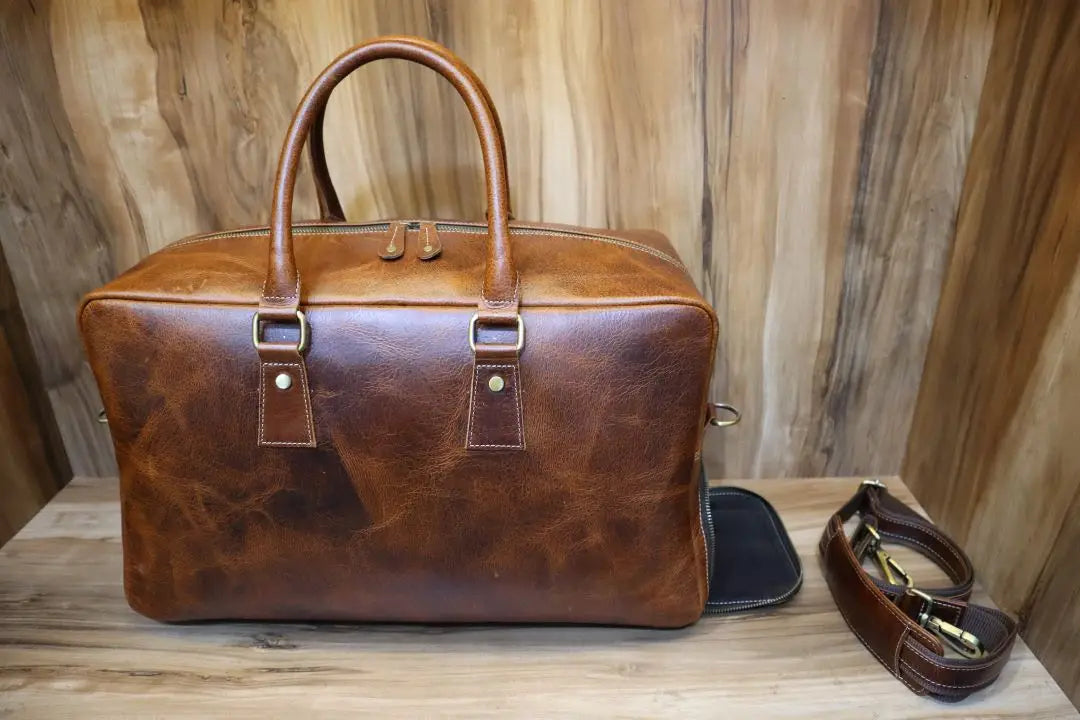 Manufacturer Leather Luggage Shoulder Bag Men Overnight Travel Gym Leather Bag Men Duffel Handbag