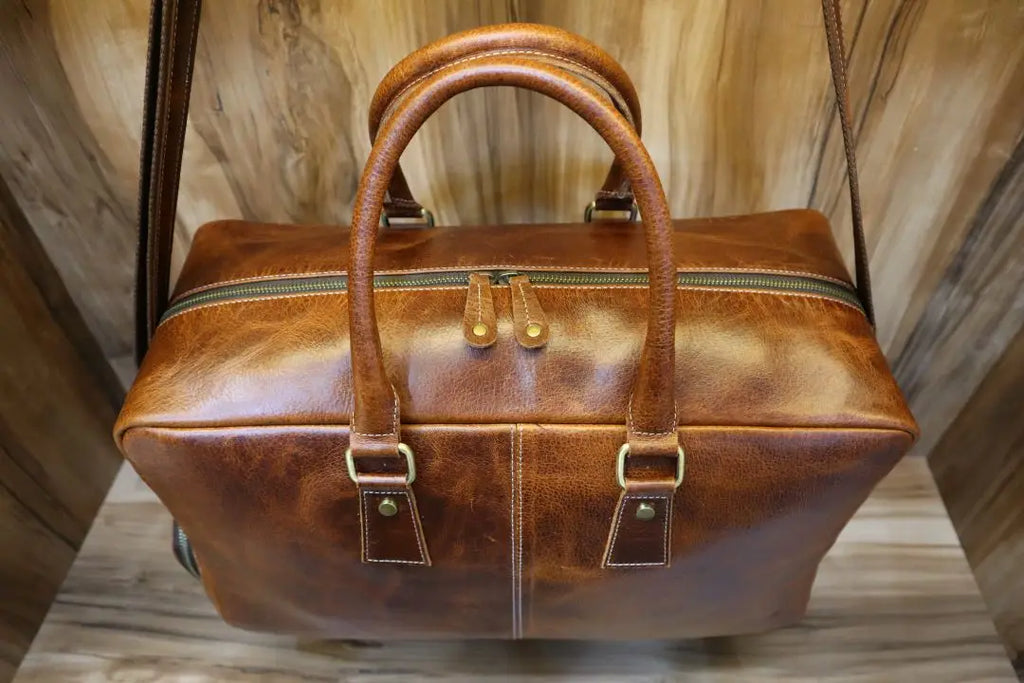 Manufacturer Leather Luggage Shoulder Bag Men Overnight Travel Gym Leather Bag Men Duffel Handbag