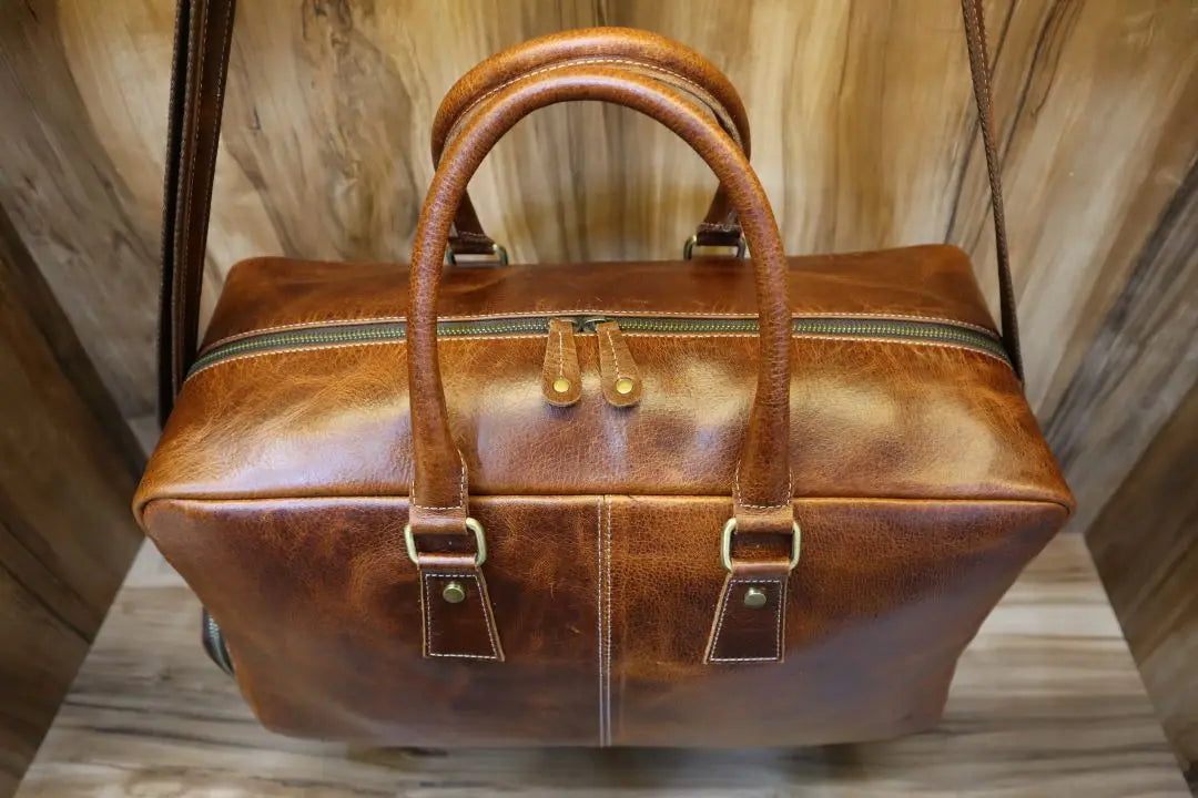 Manufacturer Leather Luggage Shoulder Bag Men Overnight Travel Gym Leather Bag Men Duffel Handbag