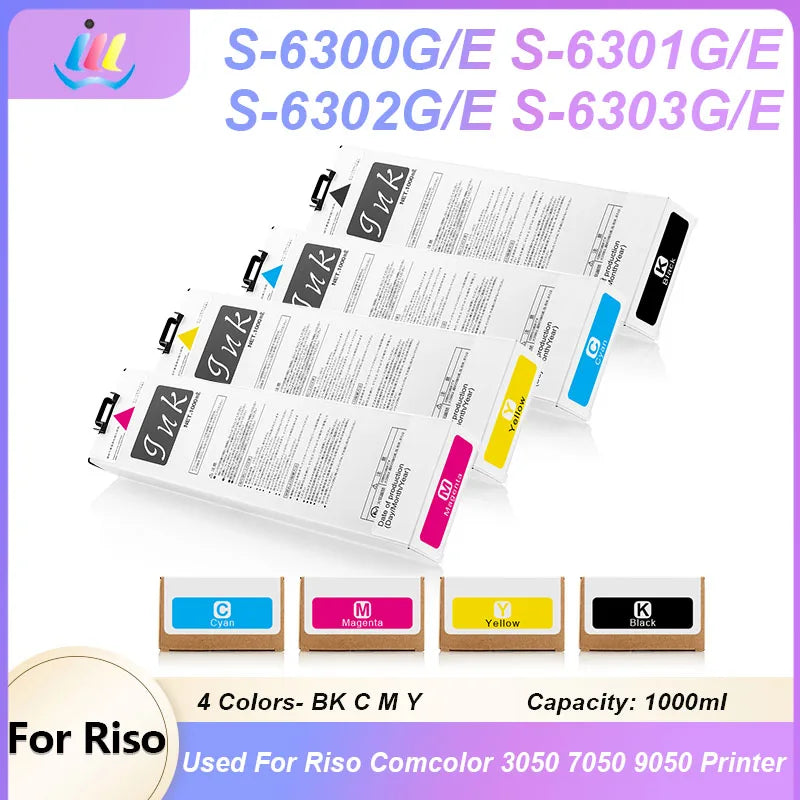 S6300 S-6300 S-6300G/E S-6301 S-6302 S-6704 Ink Cartridge With Chip For Riso Comcolor 3050 7050 9050 Printer
