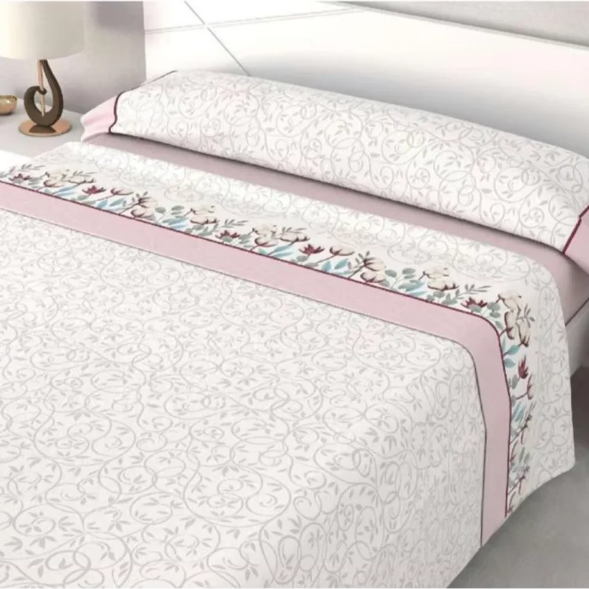 Petra Pink Printed Sheet Set 105 cm Soft Breathable Bed Linen Comfortable Bedding for Single Bed Home Textiles