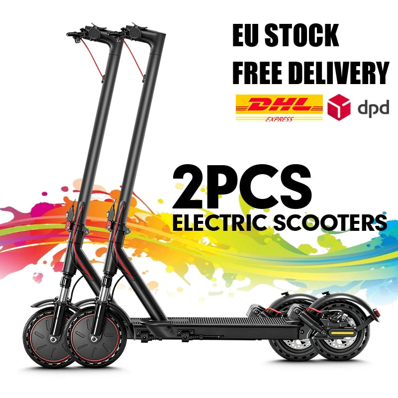 1/2Pcs 350W Electric Scooter For Adult & Teen, 30km Max Range, 30km/h Max Speed, APP Control, E Brake + Disc Brake, LED Light