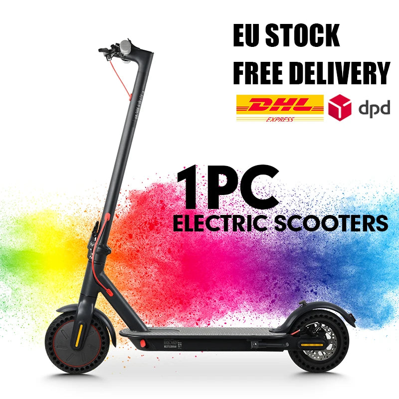 1/2Pcs 350W Electric Scooter For Adult & Teen, 30km Max Range, 30km/h Max Speed, APP Control, E Brake + Disc Brake, LED Light