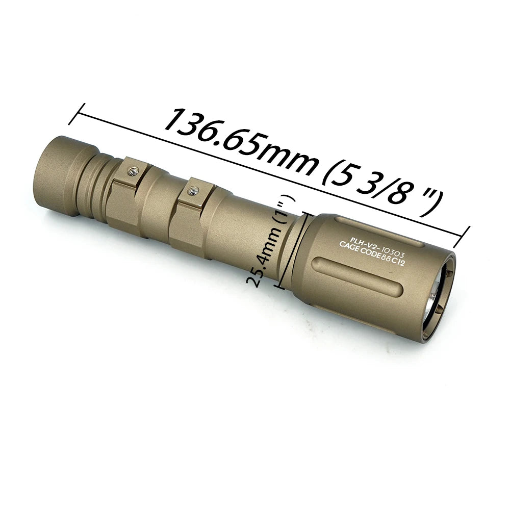 Tactical PLHv2 LED Flashlight 1350 Lumens High Output White Light CNC Aluminum Scout Outdoor Hunting Flashlight Long Short Versi