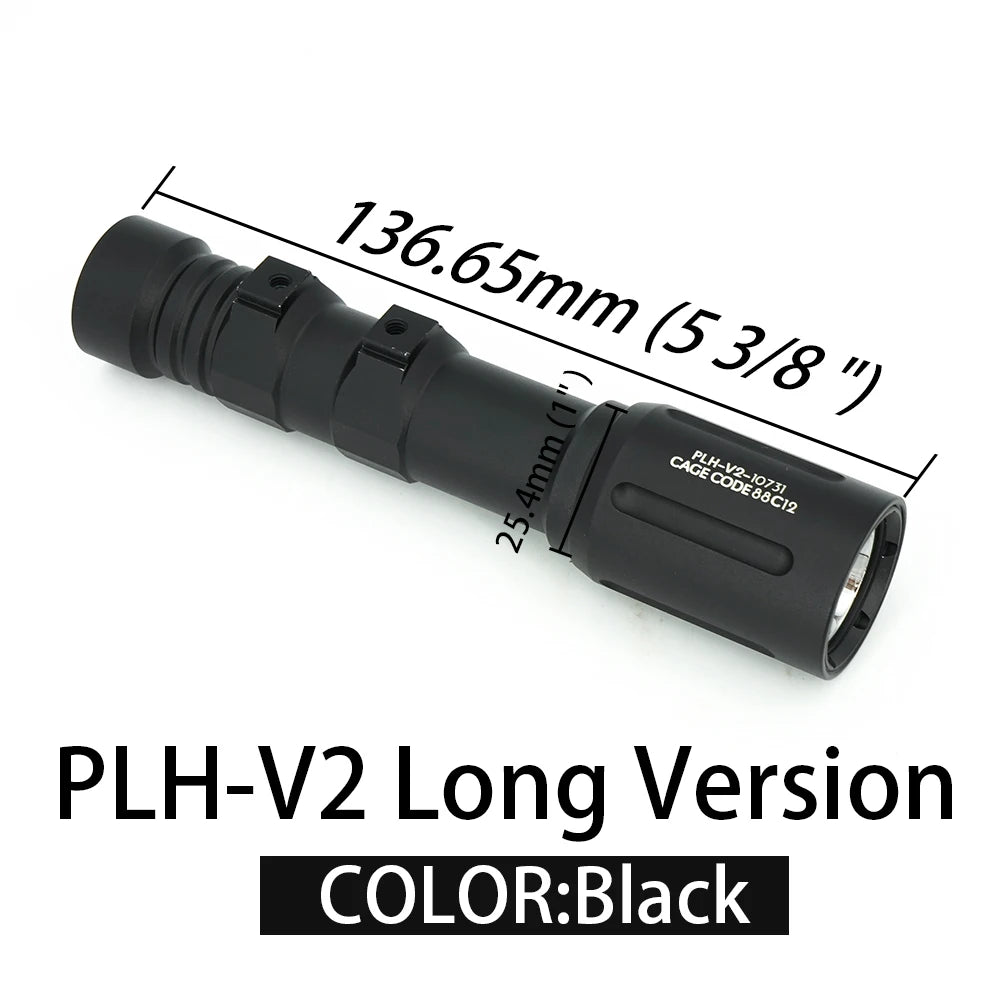 Tactical PLHv2 LED Flashlight 1350 Lumens High Output White Light CNC Aluminum Scout Outdoor Hunting Flashlight Long Short Versi