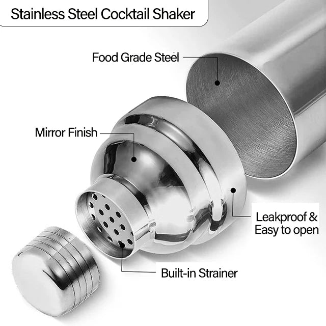 Professional Bartender Barware Tool-Deluxe Stainless Steel Cocktail Shaker for Weddings Parties Custom Logos for Living Room Use