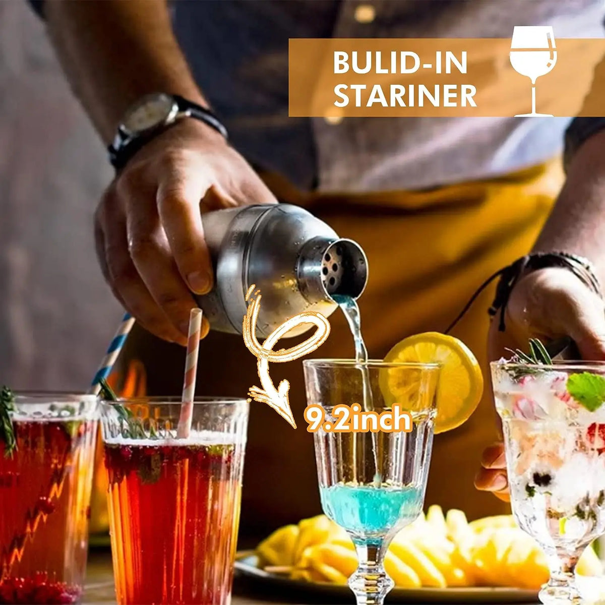 Professional Bartender Barware Tool-Deluxe Stainless Steel Cocktail Shaker for Weddings Parties Custom Logos for Living Room Use