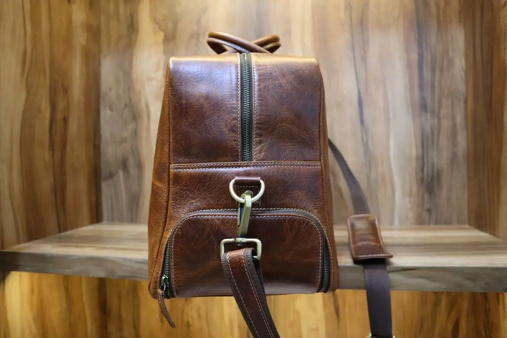 Manufacturer Leather Luggage Shoulder Bag Men Overnight Travel Gym Leather Bag Men Duffel Handbag