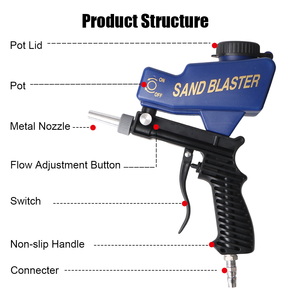 Rust Blasting Device Gravity Sandblasting G un Adjustable Blasting Machine Pneumatic Sandblasting Set