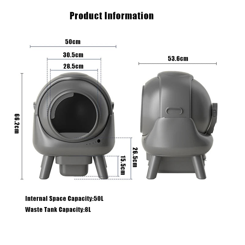 Premium Smart Self-Cleaning Cat Litter Box Home-Friendly with App Control & Anti-Pinch Safety Easy Clean Feature