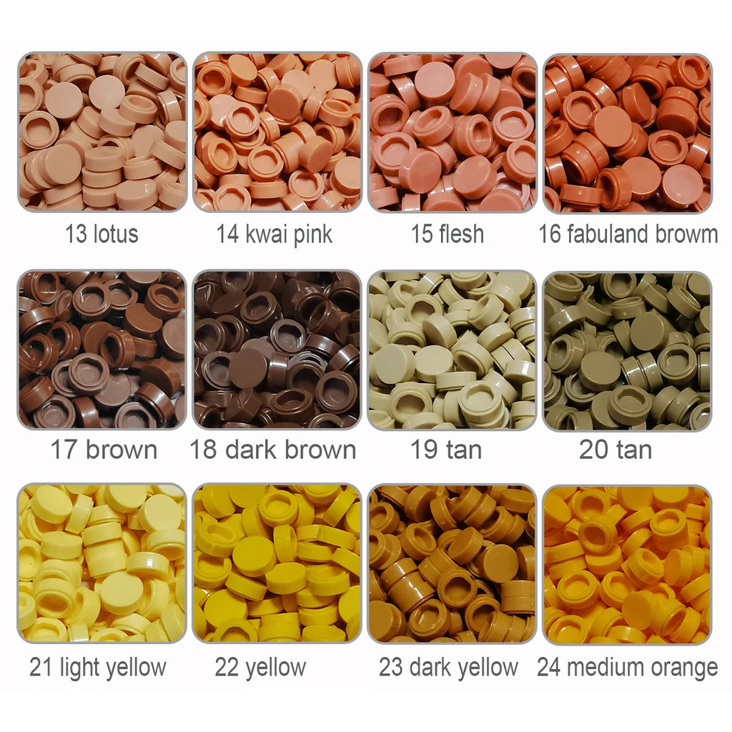 1kg Flat Tile 1x1 98138 Round Building Blocks Plastic MOC Bricks Parts Pixel Art DIY, Compatible DIY pixel Art Blocks