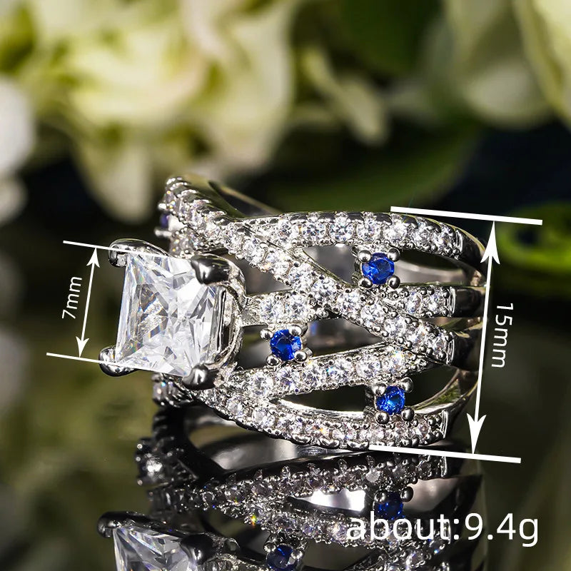A031 Princess Cut Diamond Ring Stone Classic Engagement Women's Jewelry