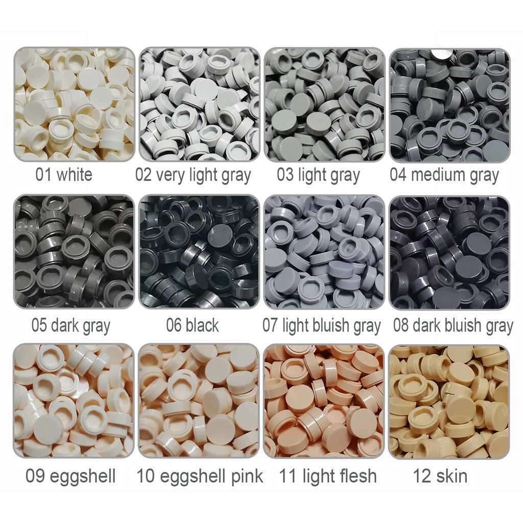 1kg Flat Tile 1x1 98138 Round Building Blocks Plastic MOC Bricks Parts Pixel Art DIY, Compatible DIY pixel Art Blocks