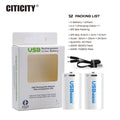 CITICITY Rechargeable C Cylindrical Lithium Ion Battery 1.5V 3000mAh USB Charger Included 3.5H Fast Charge 1200+ Cycles