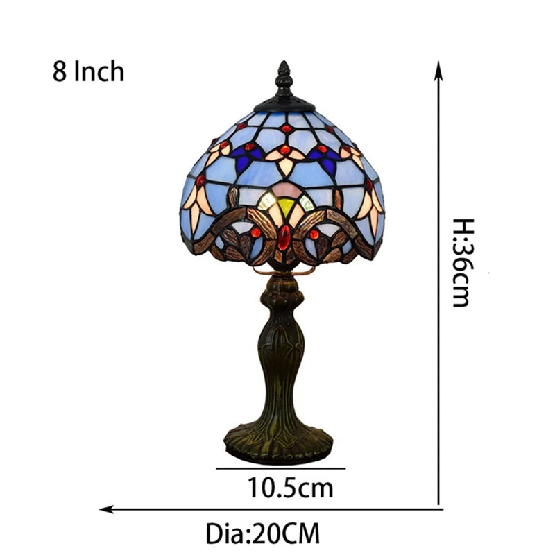 European Style Retro Baroque Vanni Color Glass Restaurant Bar Bedroom Small Table Lamp Mediterranean Blue Children's Lamp