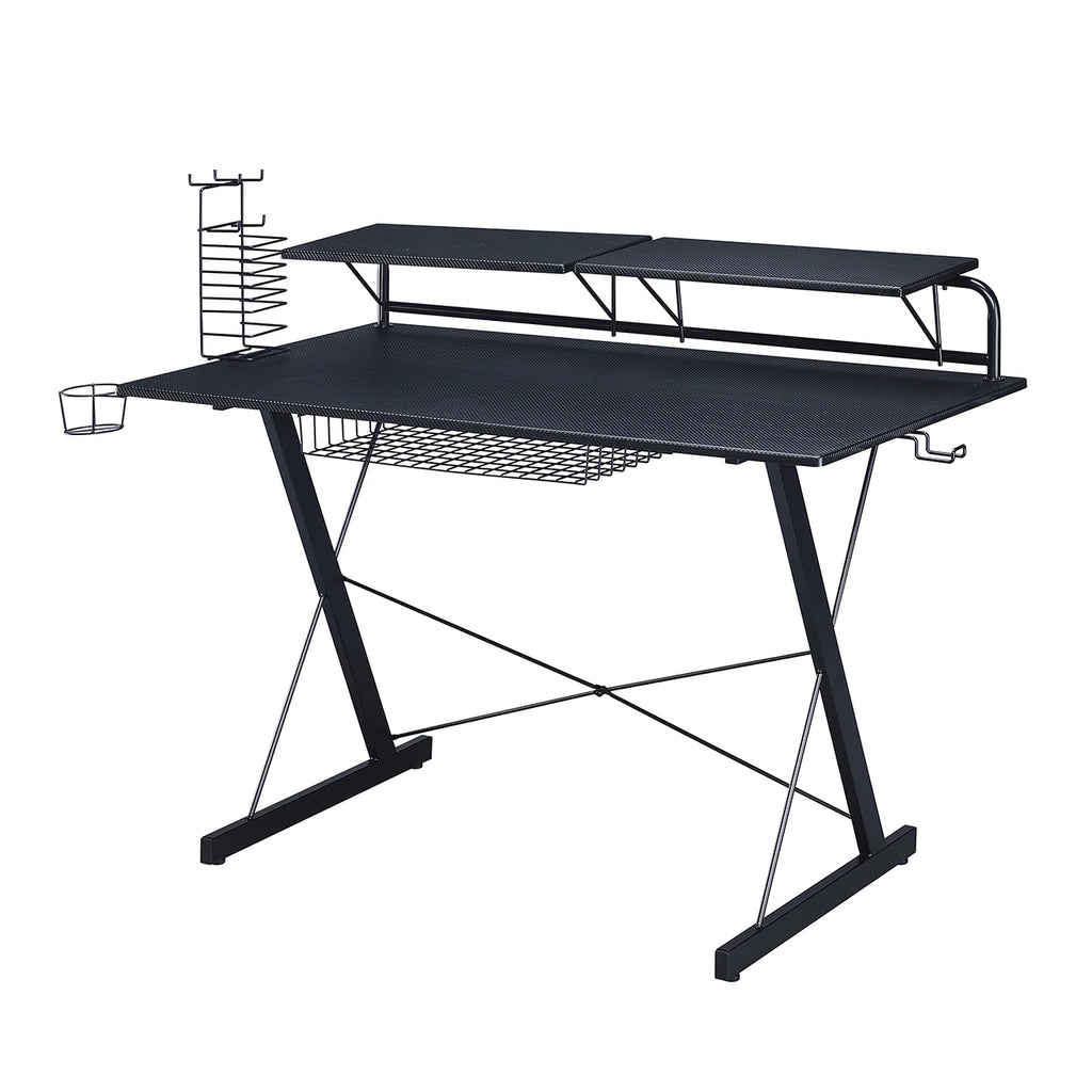 Modern Durable Steel Office Desk with Shelving Black