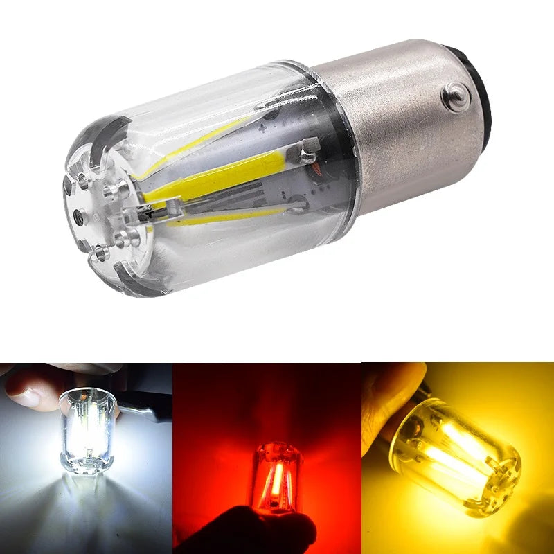 2pcs 1156 P21W BA15S 1157 BAY15D COB LED Filament Chip Car Brake Lights Auto Reverse Bulb Parking Lamp 12V Red White Yellow COB