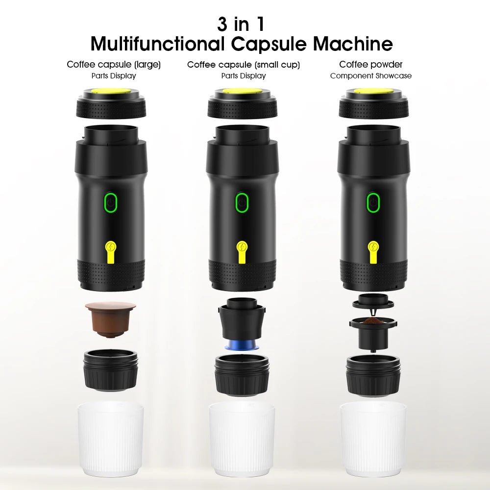 Automatic Shut-off Portable Fully Automatic Mini Espresso Machine with Hot/Cold Brew 12V Electric Battery Powered