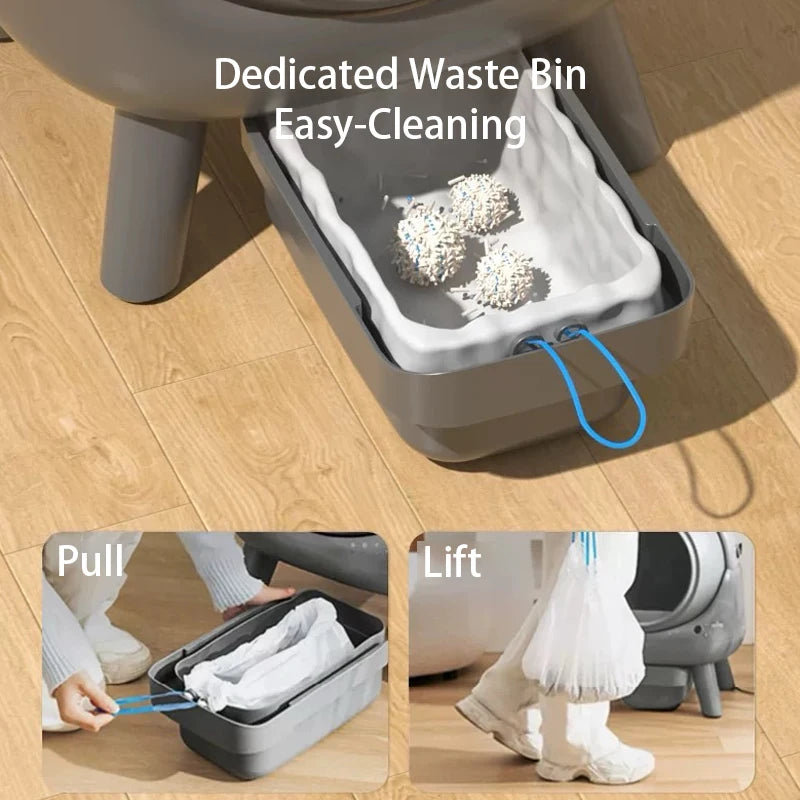 Wholesale Manufacturer's 50L Roller Cat Litter Box with Health Monitoring App Feature Including Accessories