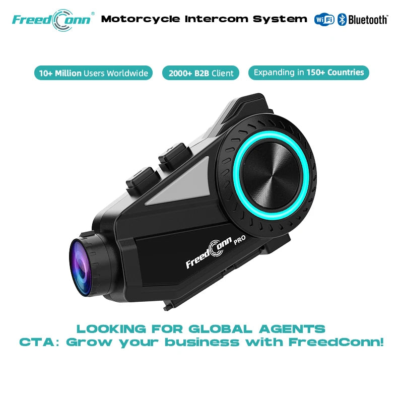 Wholesale FreedConn R3 Pro V2 2K Pixel Video Recorder Wireless Helmet Cam with FM Radio Intercomunicador Para Motocicleta