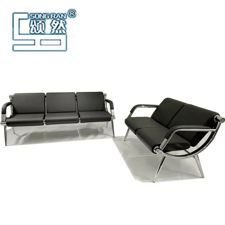 Business Sofa Office Furniture High-end Leather Fashion Simple Office Sofa Factory  Steel Sofa Set