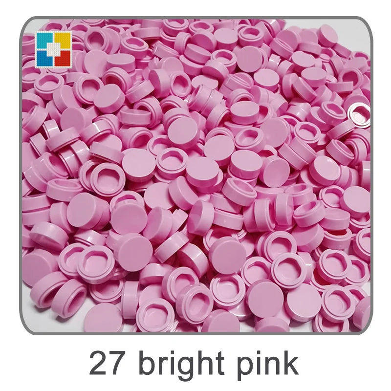 1kg Flat Tile 1x1 98138 Round Building Blocks Plastic MOC Bricks Parts Pixel Art DIY, Compatible DIY pixel Art Blocks