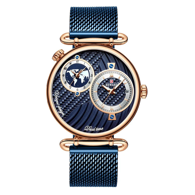 Wholesale Sport REWARD Men Watches Top Brand Luxury Full Steel Dual Dial Quartz Wristwatch Mens Casual Waterproof Analog Watch