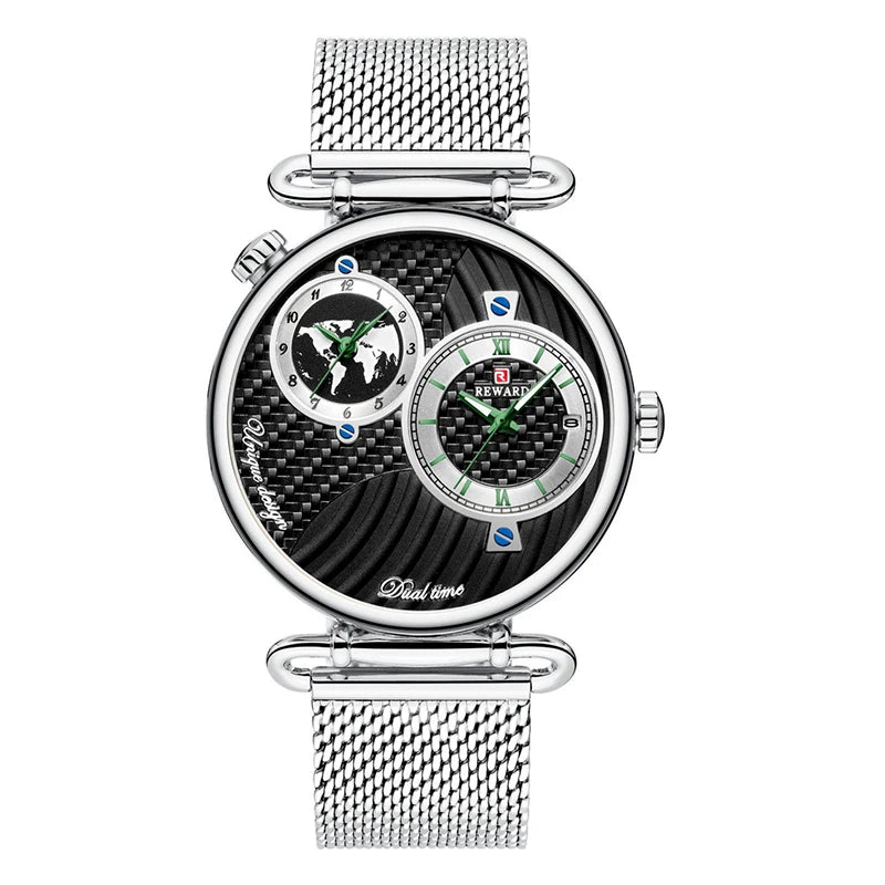 Wholesale Sport REWARD Men Watches Top Brand Luxury Full Steel Dual Dial Quartz Wristwatch Mens Casual Waterproof Analog Watch
