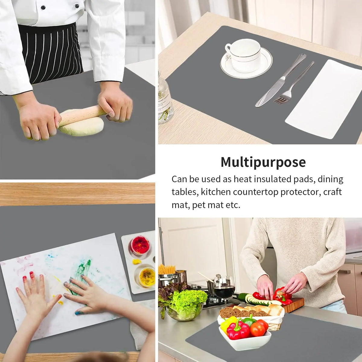 FDA Large Size Silicone Kitchen Table Mat Silicone Counter Mat Heat Resistant Kitchen Counter Top Protector Non Slip Mat