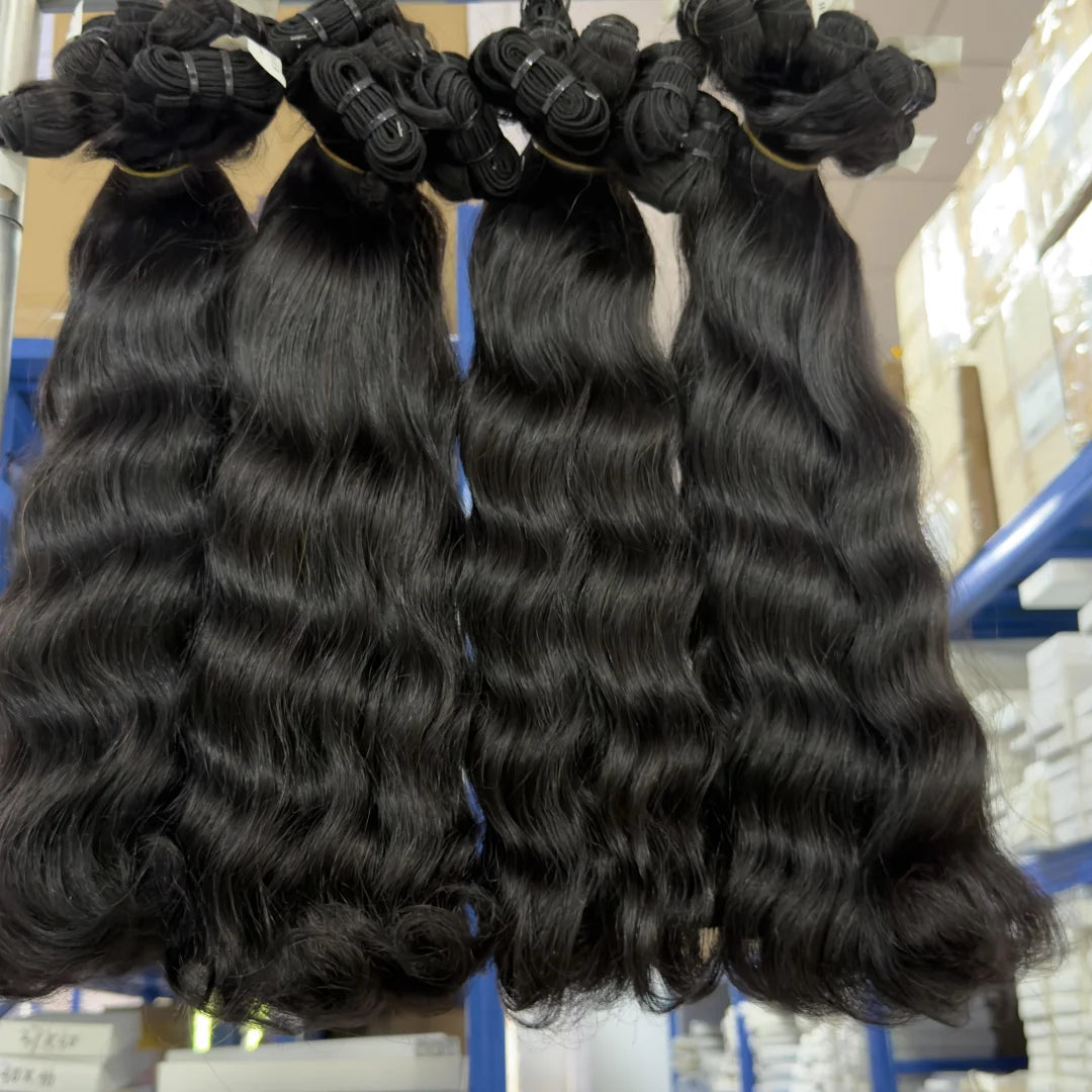 Wholesale Raw Wavy Human Hair Bundles Cuticle Aligned Body Wave Hair Double Weft Indian Curly Raw Human Hair