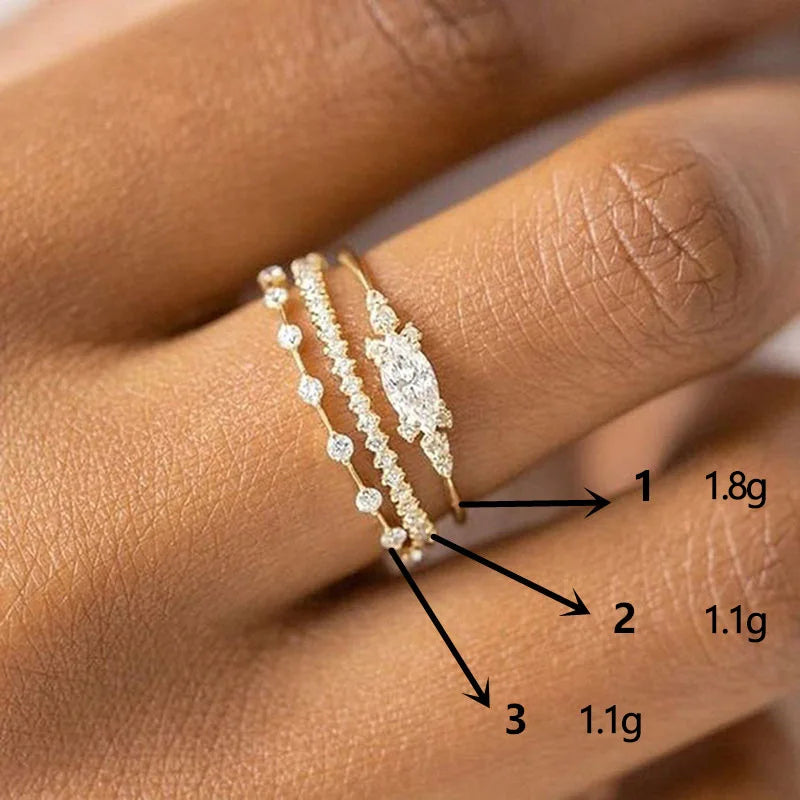 Minimalist Index Finger Ring for Women, Gold Plated Copper Cubic Zirconia Band with Delicate Style