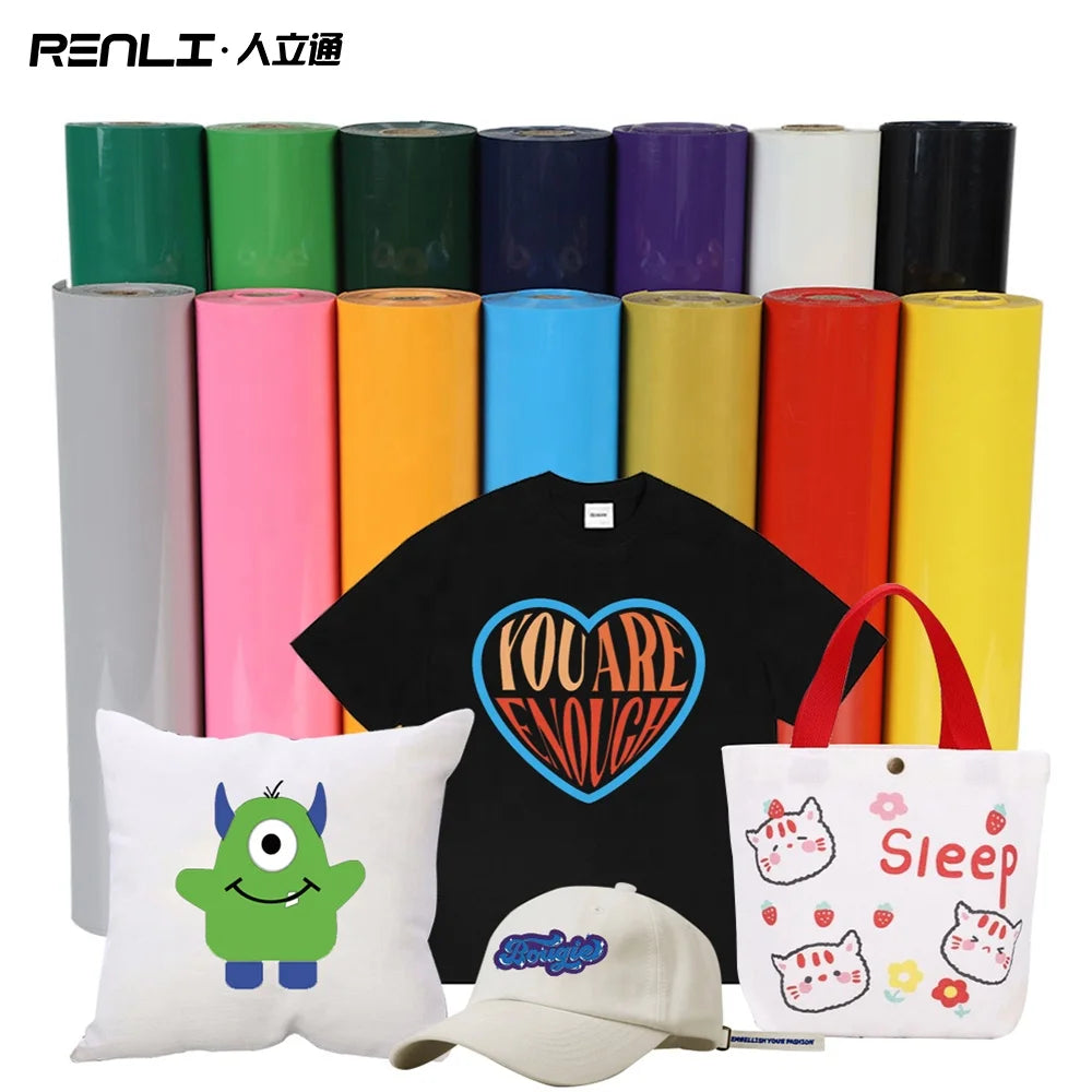2026 Hot Sale Easy Weed and Cut Htv Rolls PVC Glossy with Sticky Vinyl Sticker Heat Transfer Vinyl Flex for Clothing DIY