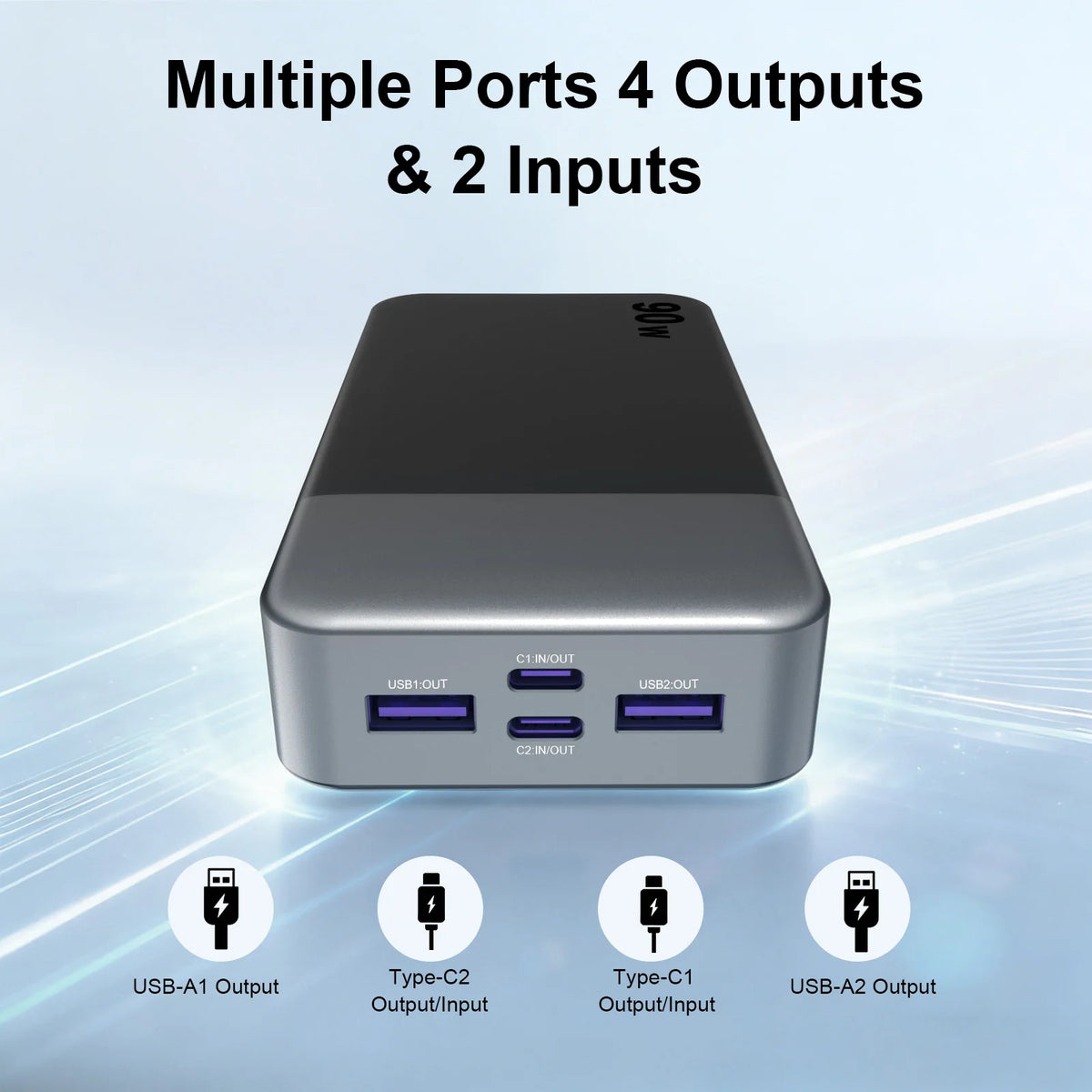Original JUOVI NOBIS 90W 20000mAh Safety Battery High Capacity Fast Charging LED Display Dual USB-C/USB-A Portable UL Power Bank