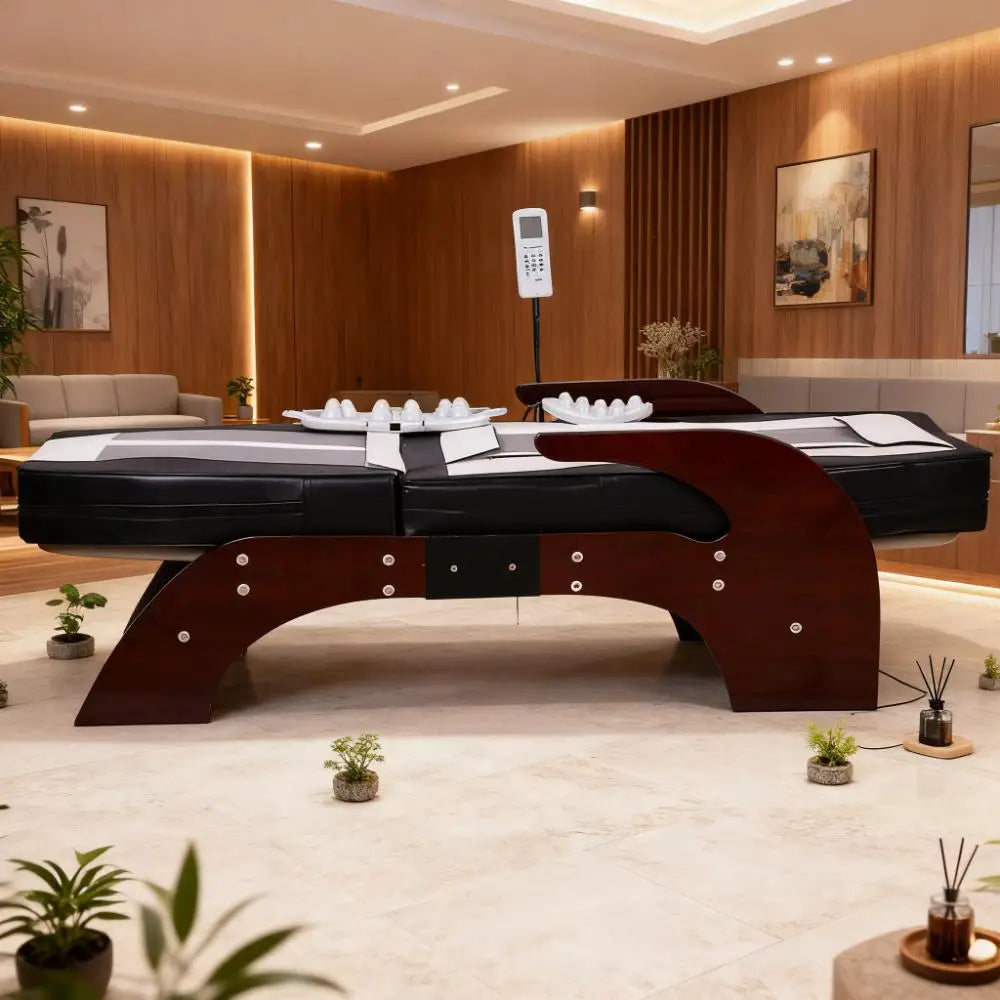 Heated Jade Massage Bed with Natural Stone Therapy Whole Body Neck Relax Certified Cama De Masaje with Adjustable Heat