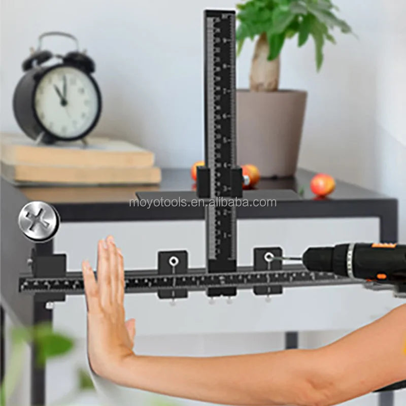 Woodworking Cabinet Hardware Jig Aluminum Alloy Adjustable Punch Locator Drill Guide for Pull Installation of Handles Tools Kit