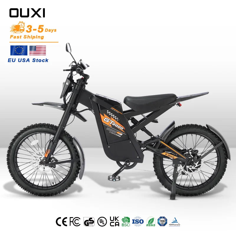 USA Stock OUXI Electric Mountain Bike 250W 48V FUll Suspension Aluminum Alloy Frame Fast Road Dirt Ebike GT 2000