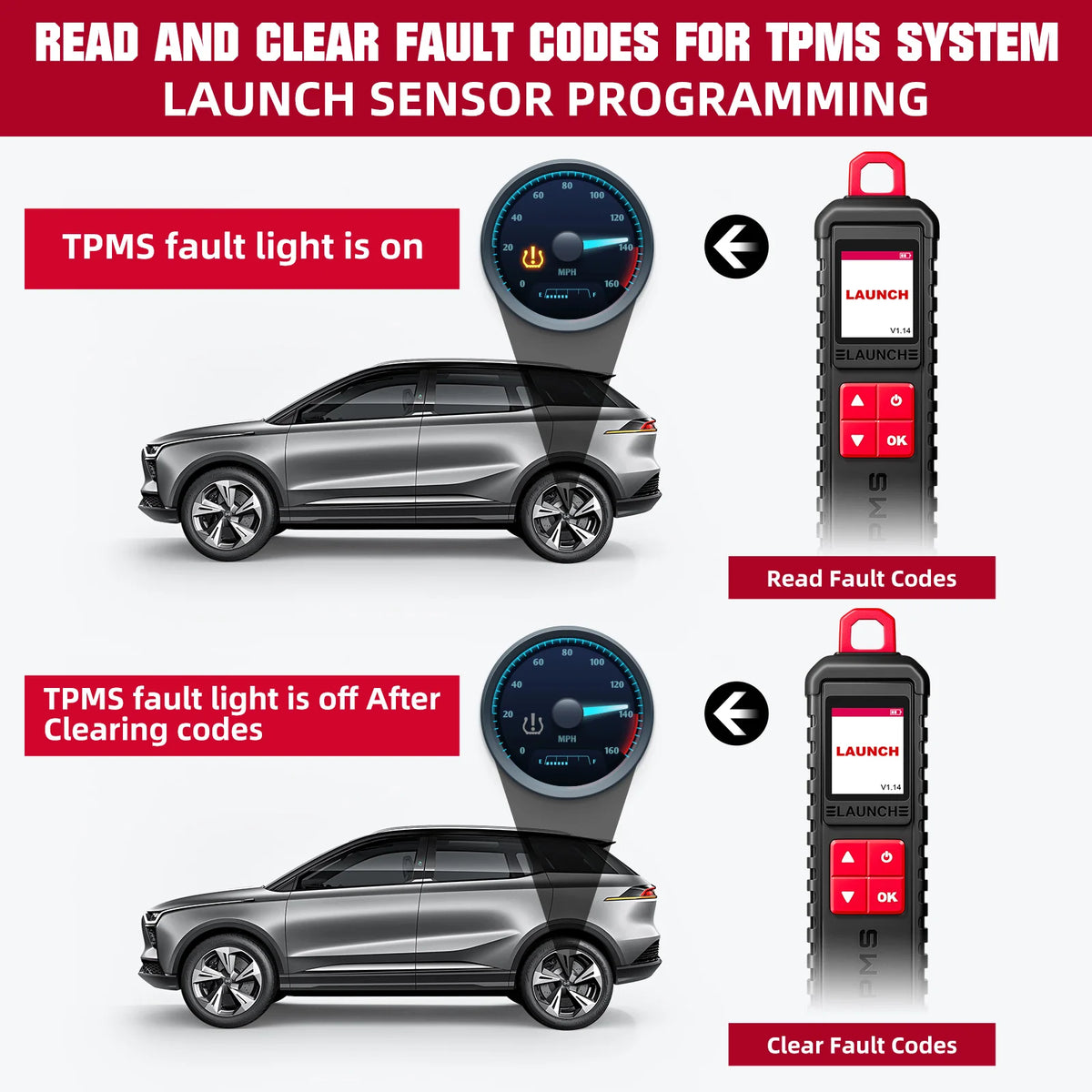 USA EU Warehouse LAUNCH I-TPMS Tire Pressure Monitor System Service Tool Work with X-431 Scanner