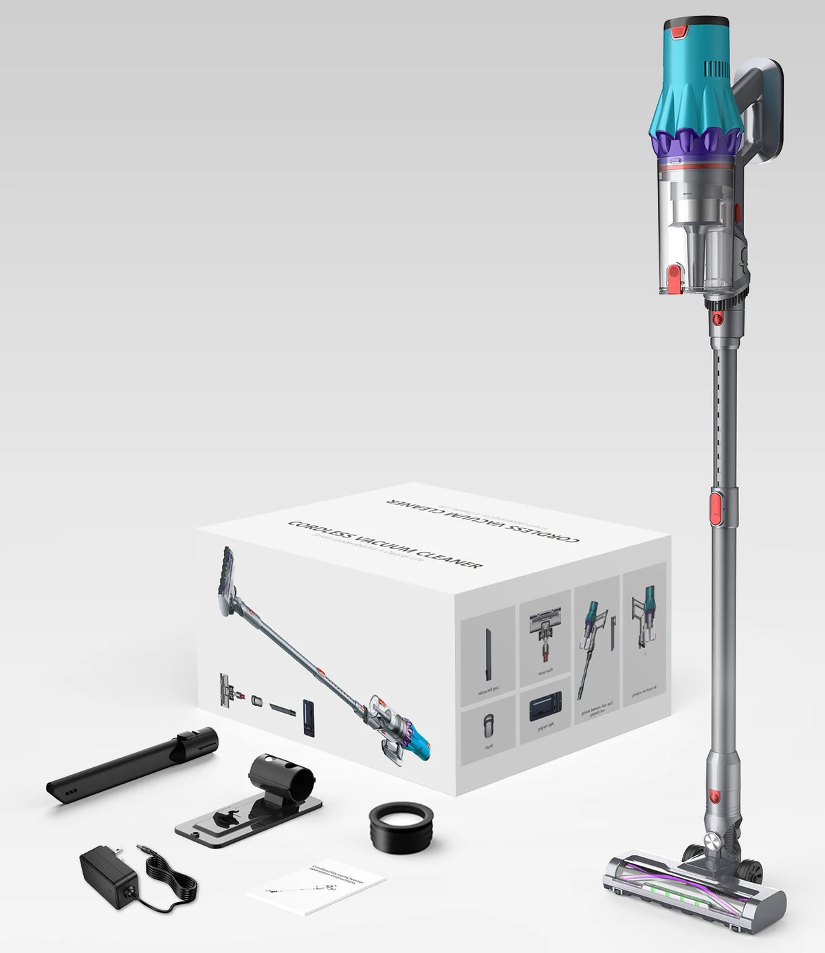 Cordless Upright Stick Vacuum Cleaner 27kPa 300W Brushless Motor Bagless Hotel Dry Use Lightweight Anti-Tangle with CE EMC ROHS