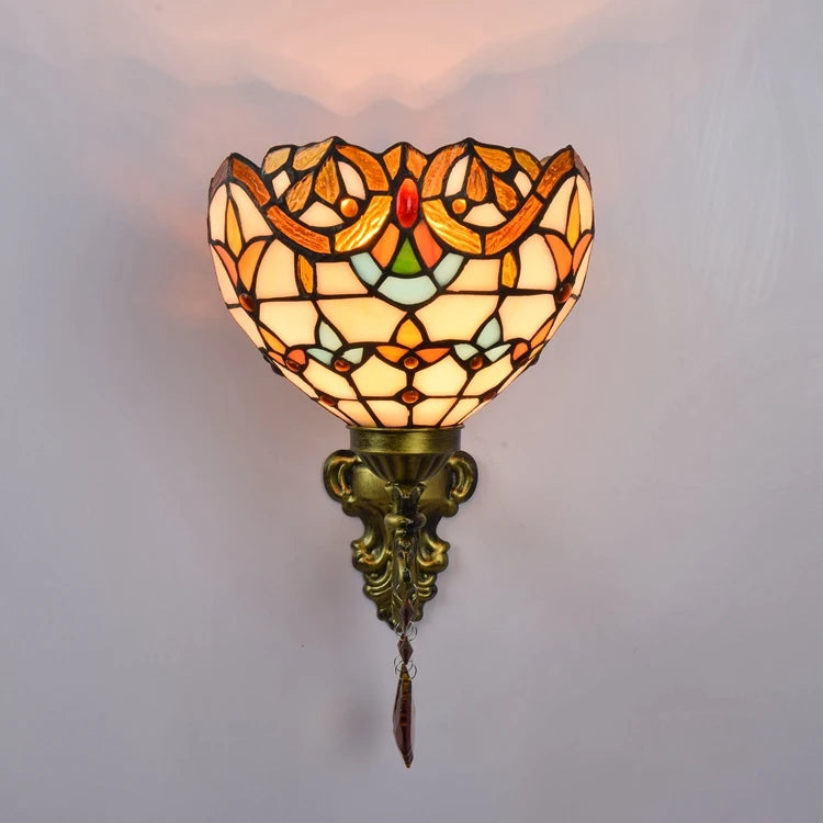 European Baroqu Creative Retro bar Corridor Crystal Wall Lamp Tiffany Stained Glass Restaurant Bedroom Bedside Mirror Lamps