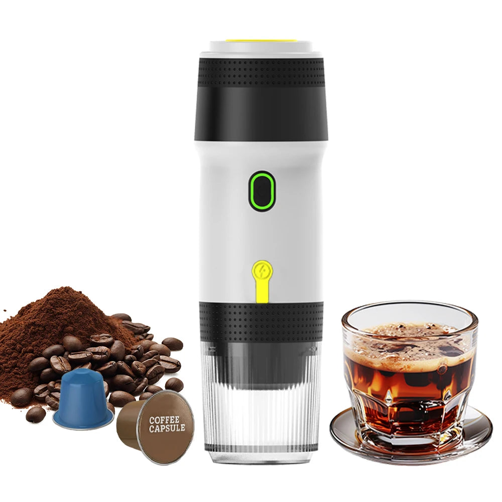 Automatic Shut-off Portable Fully Automatic Mini Espresso Machine with Hot/Cold Brew 12V Electric Battery Powered
