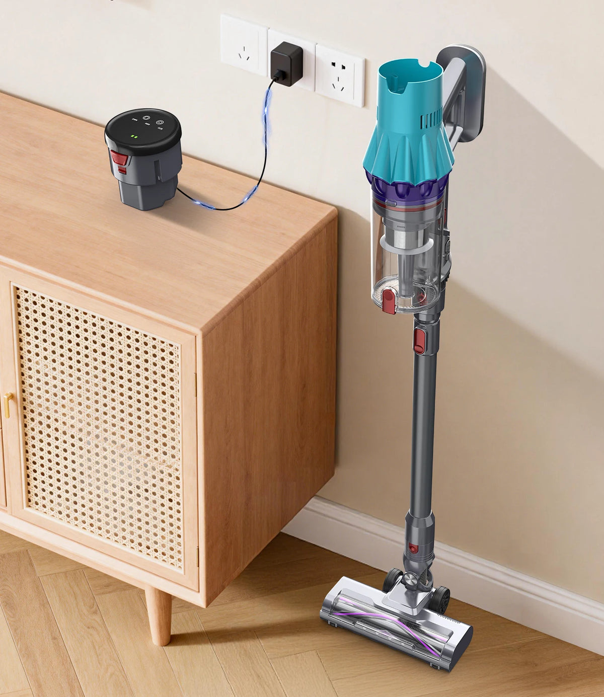 Cordless Upright Stick Vacuum Cleaner 27kPa 300W Brushless Motor Bagless Hotel Dry Use Lightweight Anti-Tangle with CE EMC ROHS