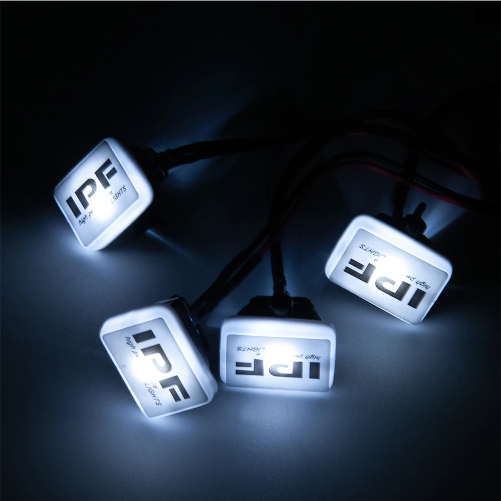 AXSPEED RC Car Roof Lights Round/Square 4LEDs Headlamp IPF Sticker for 1/10 Axial SCX10 TRX4 TRX6 TF2 Tamiya CC01 D90