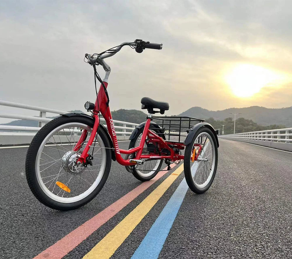 EZREAL 350 Watt Electric Bicycle 24 Inch Fat Tire 7 Speed Electronic Tricycles Open Frame 36V Electric Bike